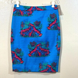 J.CREW 2 Pencil skirt in lobster print grass cloth size 0